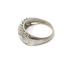 Mid Century Diamond Ring - Vintage 14k White Gold Natural Baguette Gemstones Wedding Band - Circa 1950s Size 5 1/4 Stacking Fine 50s Jewelry