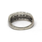 Mid Century Diamond Ring - Vintage 14k White Gold Natural Baguette Gemstones Wedding Band - Circa 1950s Size 5 1/4 Stacking Fine 50s Jewelry