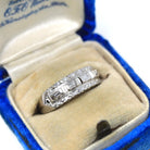 Mid Century Diamond Ring - Vintage 14k White Gold Natural Baguette Gemstones Wedding Band - Circa 1950s Size 5 1/4 Stacking Fine 50s Jewelry