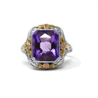 Art Deco Filigree Ring - Vintage 10k White Gold Created Color Change Purple Pink Sapphire - Circa 1930s Size 7 3/4 Tri Color Fine Jewelry
