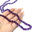 Vintage Amethyst Necklace - Retro Era 14k Yellow Gold Genuine Natural Purple Bead Chain - Circa 1960s Round Fish Hook Clasp Fine 60s Jewelry