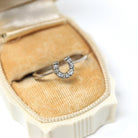 Diamond Horseshoe Ring - Modern 10k White Gold Natural Gemstones - Estate Dainty Size 6 1/4 Equestrian Horse Good Luck Love Joy Fine Jewelry