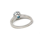 Zircon & Diamond Ring - Estate Platinum Natural Blue Gemstone Alternative Engagement - Modern Size 6 December Birthstone Fine Bridal Jewelry