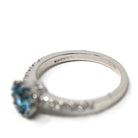Zircon & Diamond Ring - Estate Platinum Natural Blue Gemstone Alternative Engagement - Modern Size 6 December Birthstone Fine Bridal Jewelry