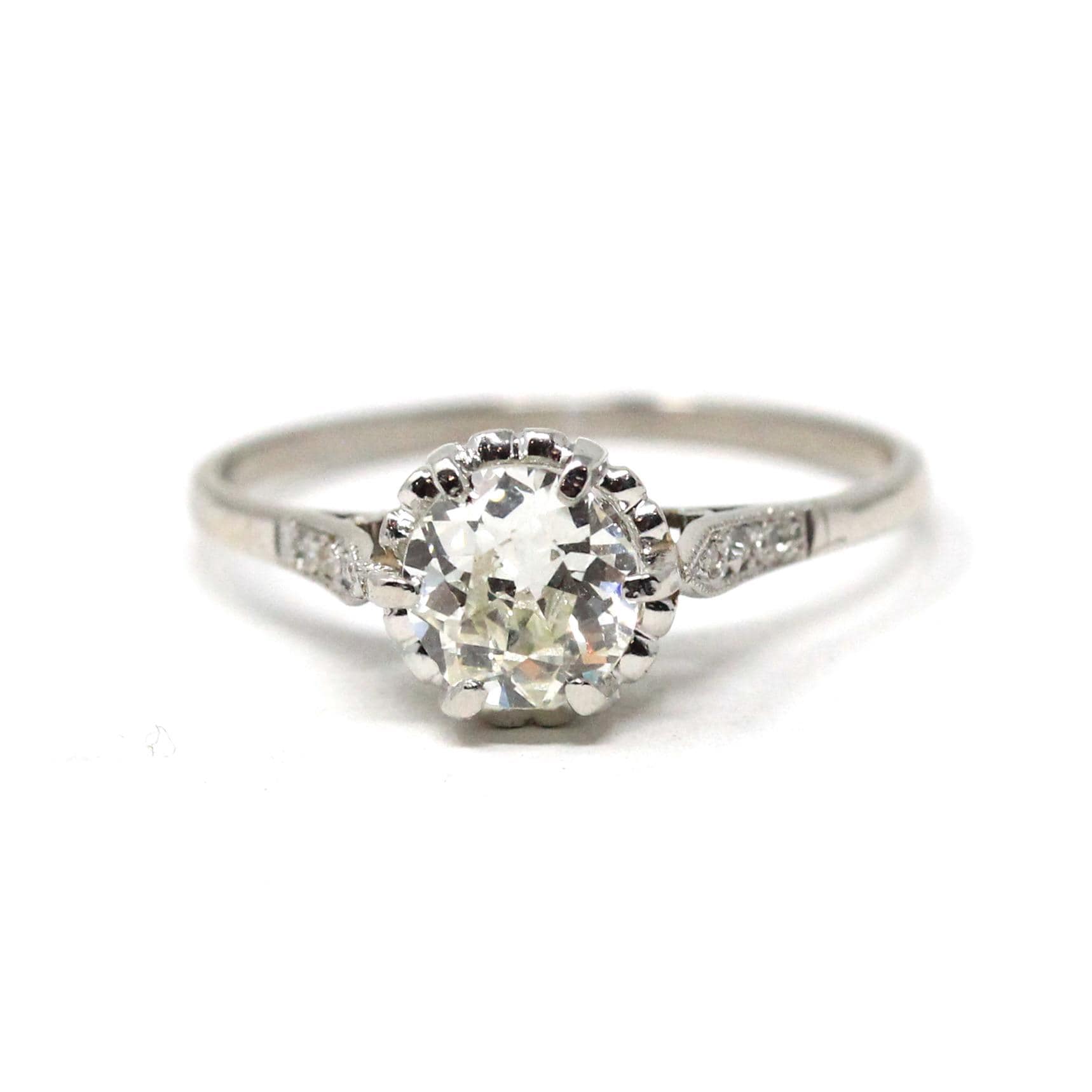 Vintage Engagement Ring - Art Deco Platinum .84 CT Old European Cut Diamond Statement - Circa 1930s Size 8 Bridal Fine GIA Report Jewelry