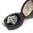 Floral Diamond Ring - Mid Century Era 14k White Gold .07 CTW Clustered Statement - Circa 1950s Size 2.75 Leaf Branch Nature Fine Jewelry