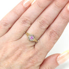 Vintage Pink Sapphire Ring - Art Deco 14k Gold Two Tone Butterfly Filigree Natural Gemstone - Circa 1930s Size 6 1/2 Fine Hexagonal Jewelry