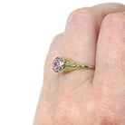 Vintage Pink Sapphire Ring - Art Deco 14k Gold Two Tone Butterfly Filigree Natural Gemstone - Circa 1930s Size 6 1/2 Fine Hexagonal Jewelry