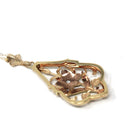 Vintage Flower Pendant - Mid Century 10k Yellow Rose Gold Two Tone Floral Natural Diamond Charm Necklace - Circa 1940s Lavalier Fine Jewelry