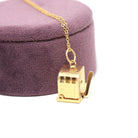 Vintage Slot Machine Charm - Retro 14k Yellow Gold Moveable 3-D Pendant Necklace - Circa 1960s Fruit Gambling Figural Betting Fine Jewelry