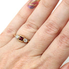 Antique Ruby & Diamond Ring - Art Deco Era 18k Gold Natural Gemstones Three Stone Band - Vintage Circa 1920s Size 4 3/4 Red Fine 20s Jewelry
