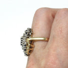 Sapphire & Diamond Ring - Estate 14k Yellow Gold Cluster Natural Gemstones - Modern Circa 1980s Era Size 6 3/4 Anniversary Fine 80s Jewelry