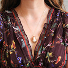 Vintage Cameo Necklace - Mid Century 10k Yellow Gold Carved Shell Woman's Profile Pendant - Circa 1950s Era Statement Brooch Fine Jewelry