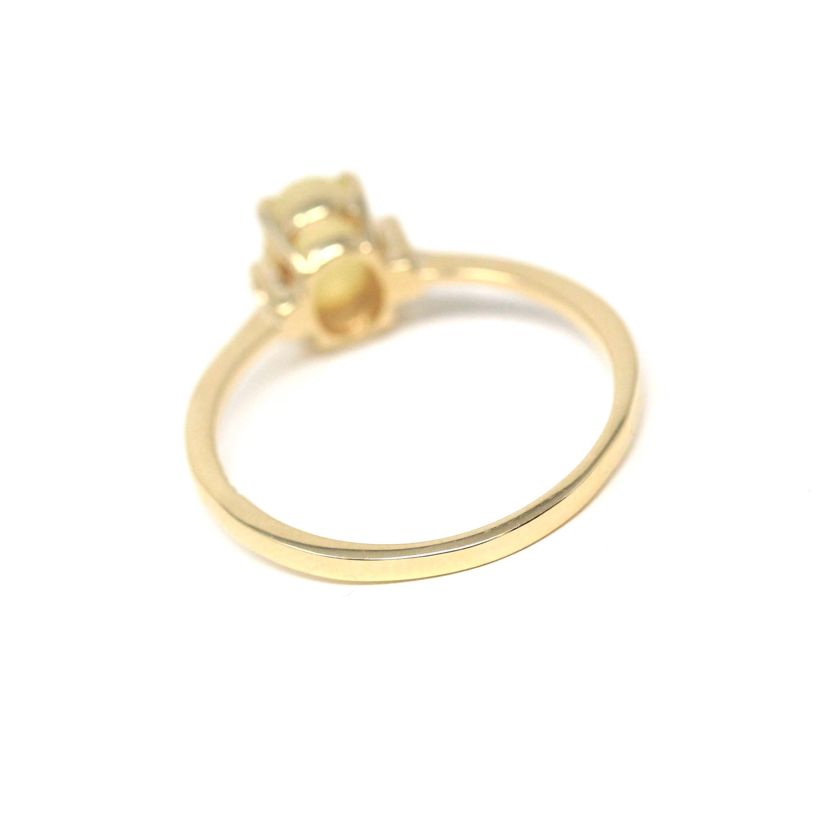 Created Yellow Star Sapphire Ring - Retro 14k Yellow Gold 1.25 CT Stone - Vintage Circa 1960s Era Size 6.25 Solitaire September Fine Jewelry