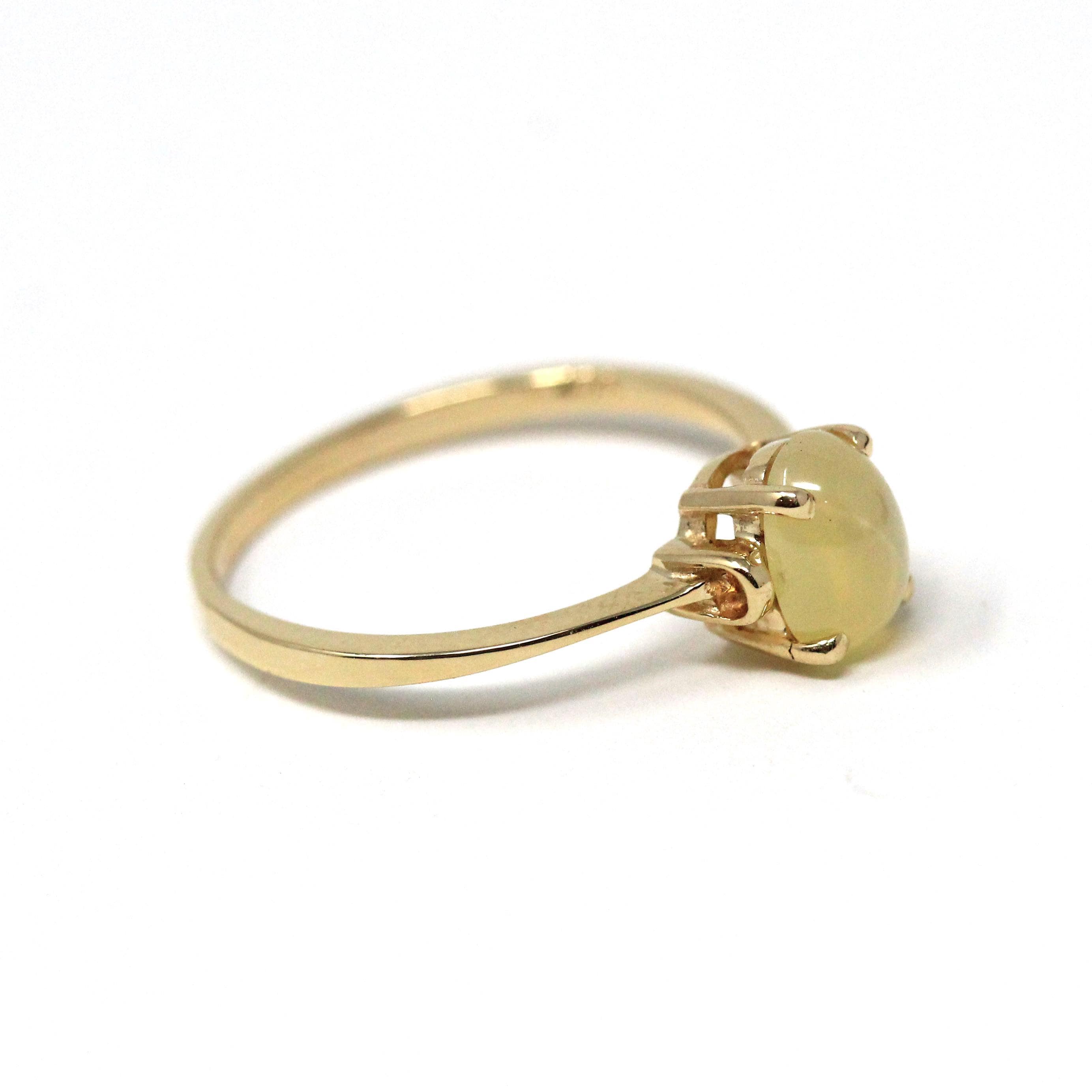 Created Yellow Star Sapphire Ring - Retro 14k Yellow Gold 1.25 CT Stone - Vintage Circa 1960s Era Size 6.25 Solitaire September Fine Jewelry