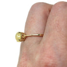 Created Yellow Star Sapphire Ring - Retro 14k Yellow Gold 1.25 CT Stone - Vintage Circa 1960s Era Size 6.25 Solitaire September Fine Jewelry