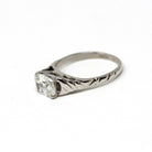 Antique 1.01 Carat Diamond Ring - Edwardian Platinum Oval East West Solitaire - Early 1900s Size 4 1/4 Fine GIA Report Engagement Jewelry