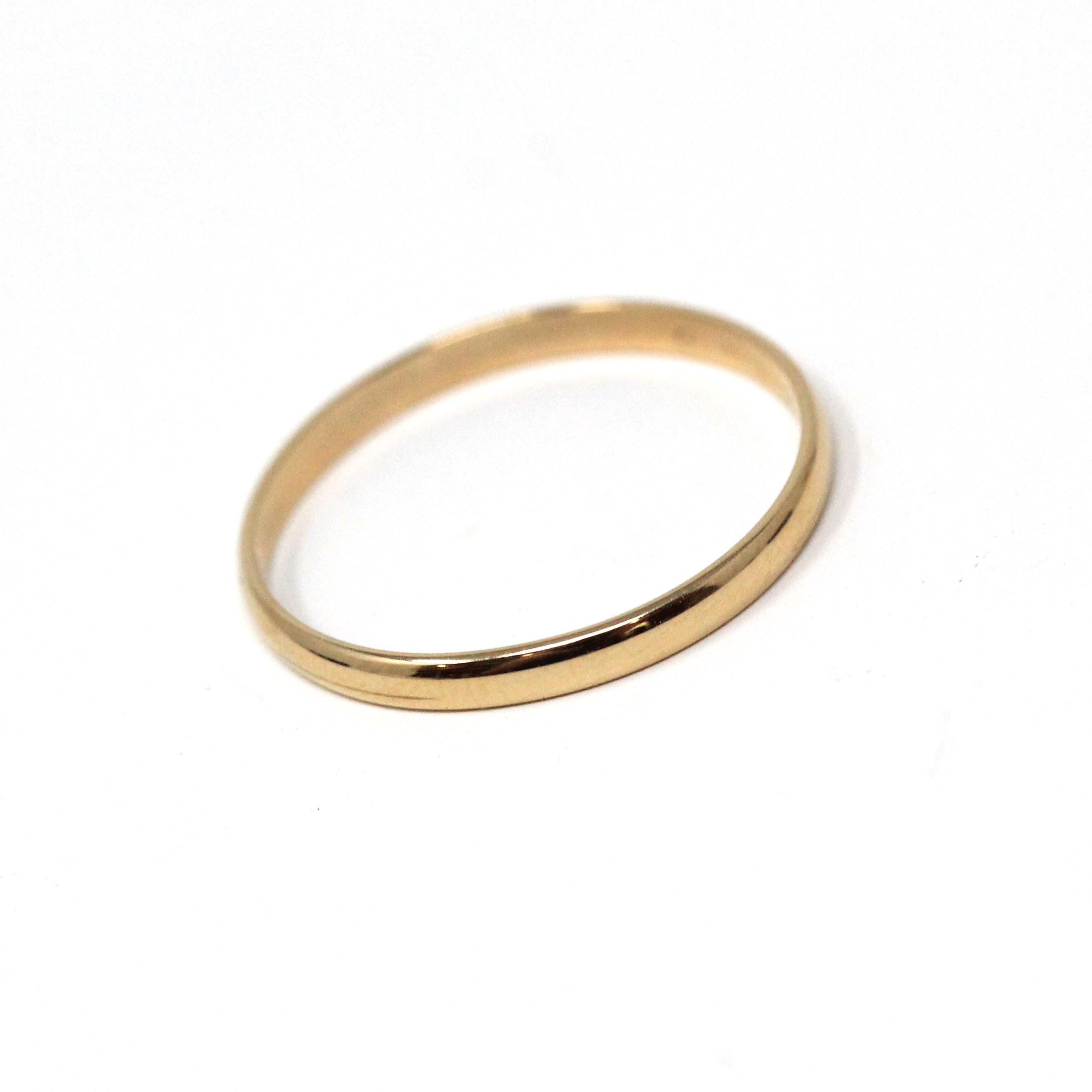 Retro Wedding Band - Vintage 14k Yellow Gold Plain Unisex Simple Stack Statement Ring - Circa 1960s Era Size 6 3/4 Fine Minimalist Jewelry
