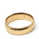 Vintage Wedding Band - Retro 14k Yellow Gold 5.5 MM Plain Comfort Fit Ring - Circa 1960s Era Size 6 Unisex Traub Fine Bridal Jewelry