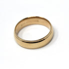 Vintage Wedding Band - Retro 14k Yellow Gold 5.5 MM Plain Comfort Fit Ring - Circa 1960s Era Size 6 Unisex Traub Fine Bridal Jewelry