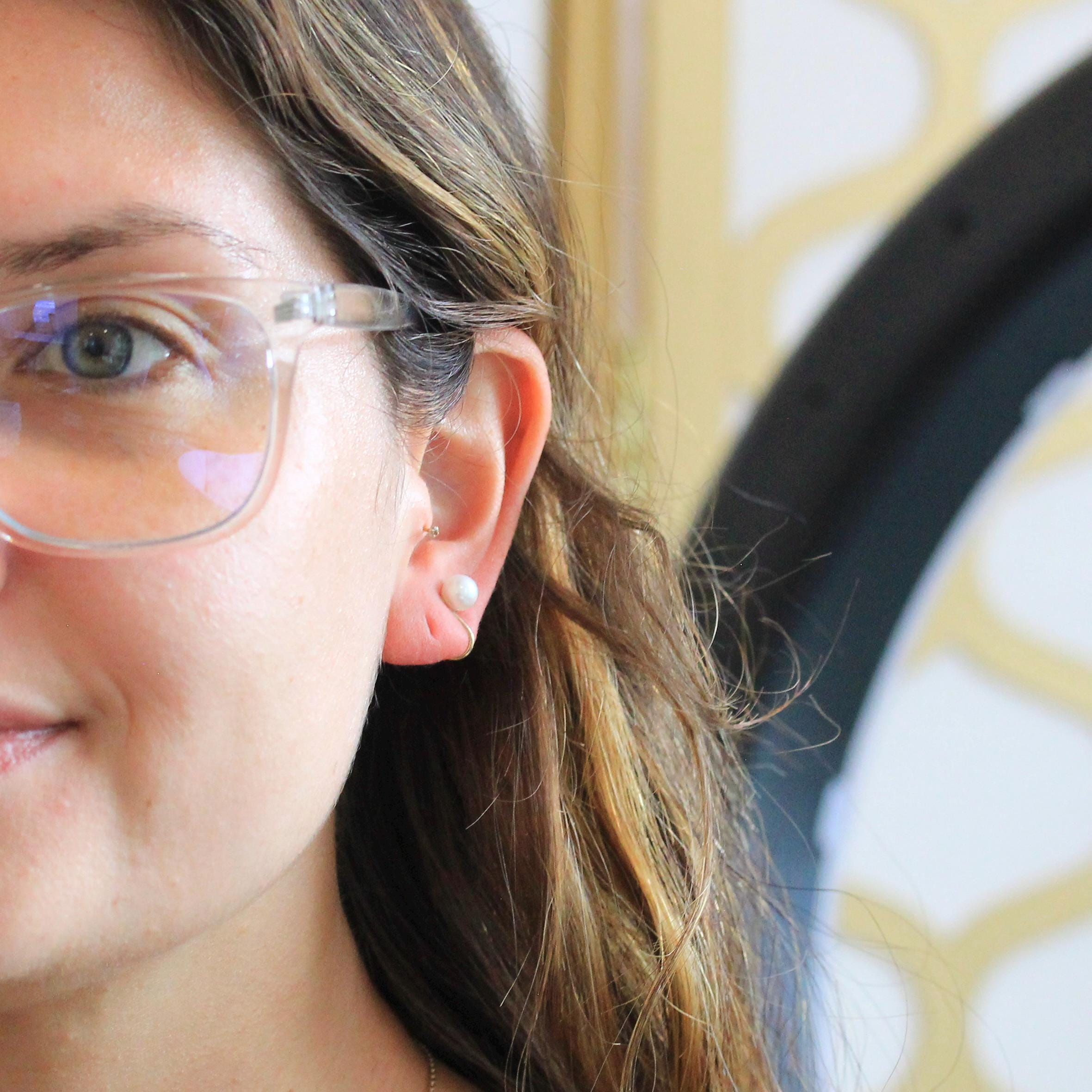 Cultured Pearl Earrings - Mid Century 14k Yellow Gold Round White Organic Gem Screw Backs - Vintage Circa 1940s Era June Birthstone Jewelry