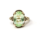 Created Spinel Ring - Modern 10k Yellow Gold Faceted Green Oval Gemstone - Estate Circa 2000's Era Size 4 3/4 August Birthstone Fine Jewelry