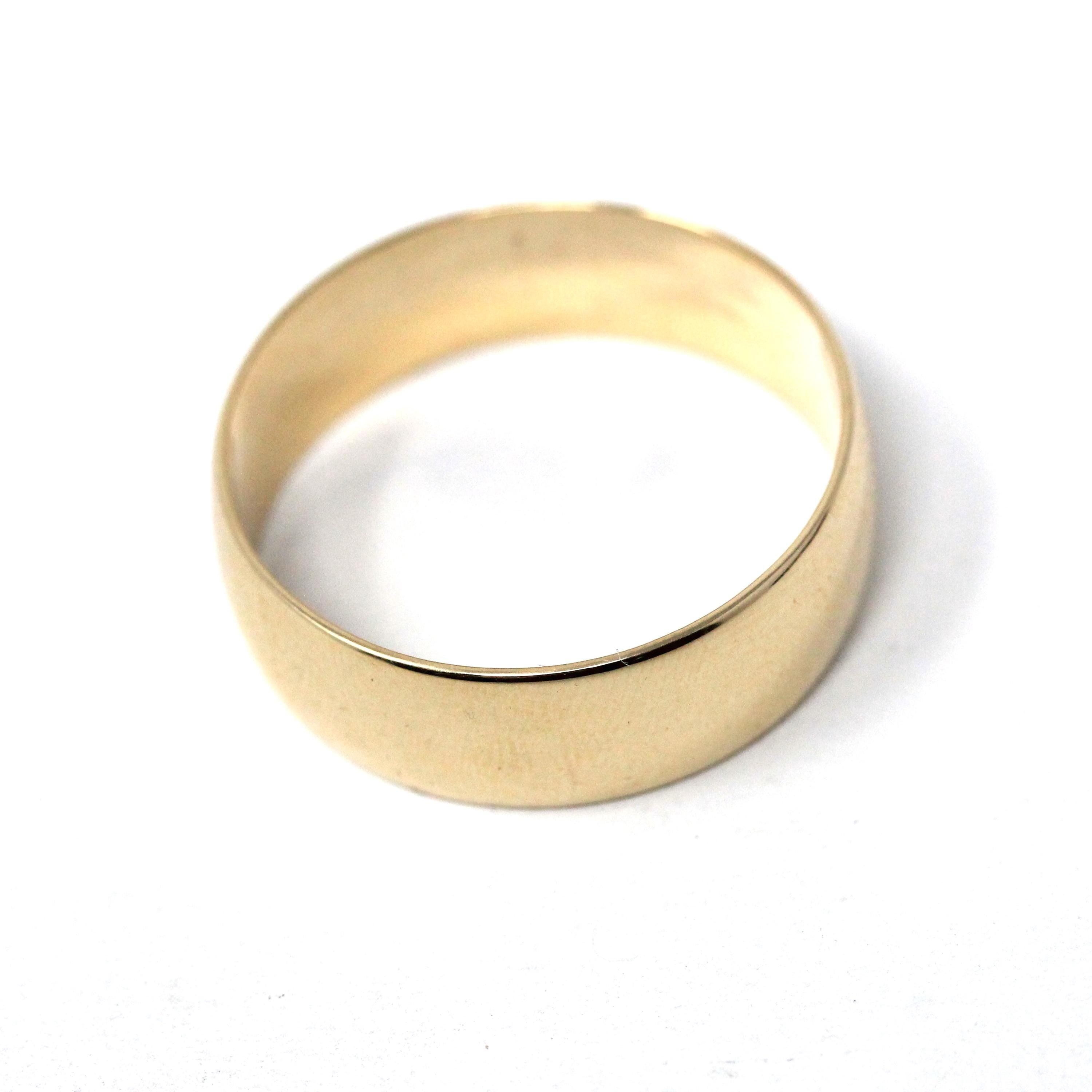 Vintage Wedding Band - Estate 10k Yellow Gold Wide Men's Unisex Stacking Cigar Ring - Modern Dated 1987 "ELE to VIC 3-16-87" Fine Jewelry