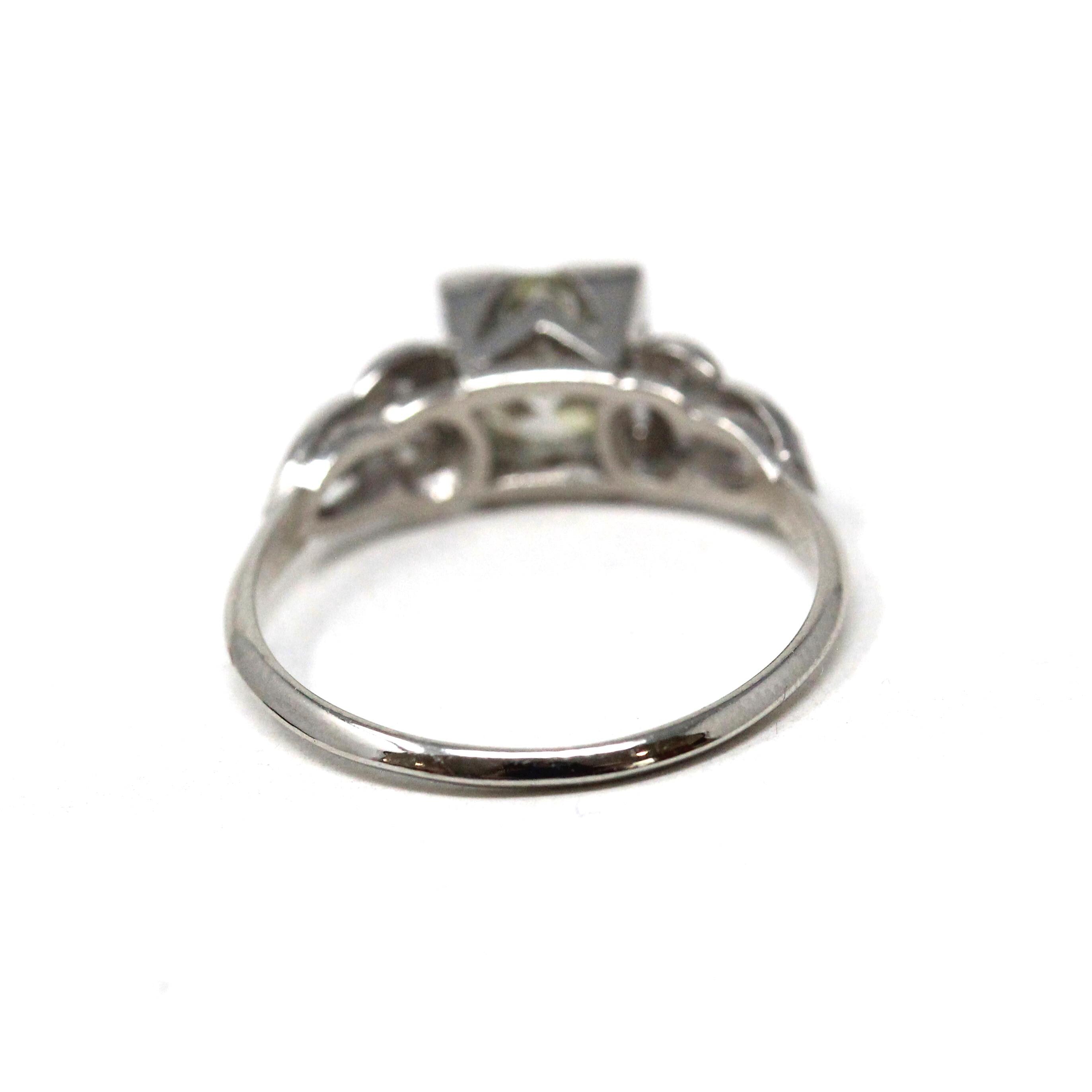 Art Deco Engagement Ring - Vintage Platinum 1.25 CTW Natural Diamonds - Circa 1930s Era Handmade Geometric Size 7 Fine Bridal Report Jewelry