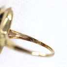 Vintage Cameo Ring - Mid Century 10k Yellow Gold Carved Oval Orange Shell Woman's Profile - Circa 1940s Era Size 6 3/4 Fine Fashion Jewelry