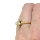Vintage Pearl & Diamond Halo Ring - Edwardian 18k Yellow Gold Cluster Engagement - Antique Circa 1910s Size 6 June Birthstone Fine Jewelry
