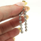 Diamond Drop Earrings - Platinum 2.60 CTW Natural Antique Old European Cut Gemstones Pierced Post - Modern Era Swinging Dangle Fine Jewelry