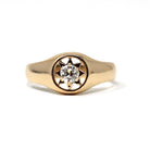 Antique Diamond Sun Ring - Edwardian 14k Yellow Gold .27 CT Solitaire - Circa 1910s Size 8.75 Celestial Men's Unisex Fine Engagement Jewelry