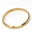 Vintage Wedding Band - Retro 14k Yellow Gold Plain Half Round 2.9 MM Milgrain Unisex Ring - Circa 1960s Era Size 11 1/2 Fine Bridal Jewelry