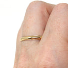 Vintage Wedding Band - Retro 14k Yellow Gold Plain Half Round 2.9 MM Milgrain Unisex Ring - Circa 1960s Era Size 11 1/2 Fine Bridal Jewelry