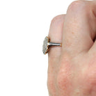 Vintage Shield Ring - Art Deco 18k Yellow Gold & Platinum Diamond Cluster Halo - Circa 1930s Era Size 4 1/2 Two Tone Fine Statement Jewelry