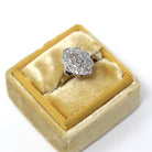 Vintage Shield Ring - Art Deco 18k Yellow Gold & Platinum Diamond Cluster Halo - Circa 1930s Era Size 4 1/2 Two Tone Fine Statement Jewelry