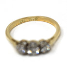 Vintage Diamond Ring - Mid Century Era 18k Yellow Gold & Platinum Natural Three Gemstone Band - Circa 1960s Size 6 1/4 Fine Bridal Jewelry