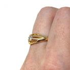 Edwardian Diamond Ring - Antique 18k Yellow Gold .23 CT Men's Unisex Solitaire - Antique 1910s Size 9 3/4 Belcher Fine Engagement Jewelry
