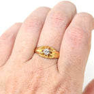 Edwardian Diamond Ring - Antique 18k Yellow Gold .23 CT Men's Unisex Solitaire - Antique 1910s Size 9 3/4 Belcher Fine Engagement Jewelry