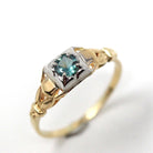 Natural Alexandrite Ring - Mid Century 14k Yellow & 18k White Gold Two Tone Engagement Solitaire - Circa 1940s Era Size 7 3/4 Fine Jewelry