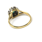Emerald & Diamond Halo Ring - Estate 18k Yellow Gold Natural Green Gemstone .36 CTW Cluster - Hallmarked 1994 Engagement Bridal Fine Jewelry