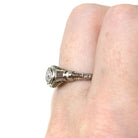 Antique Engagement Ring - Art Deco 18k White Gold .13 CT Natural Diamond Solitaire - Circa 1920s Era Size 6 1/4 Bridal Filigree Fine Jewelry