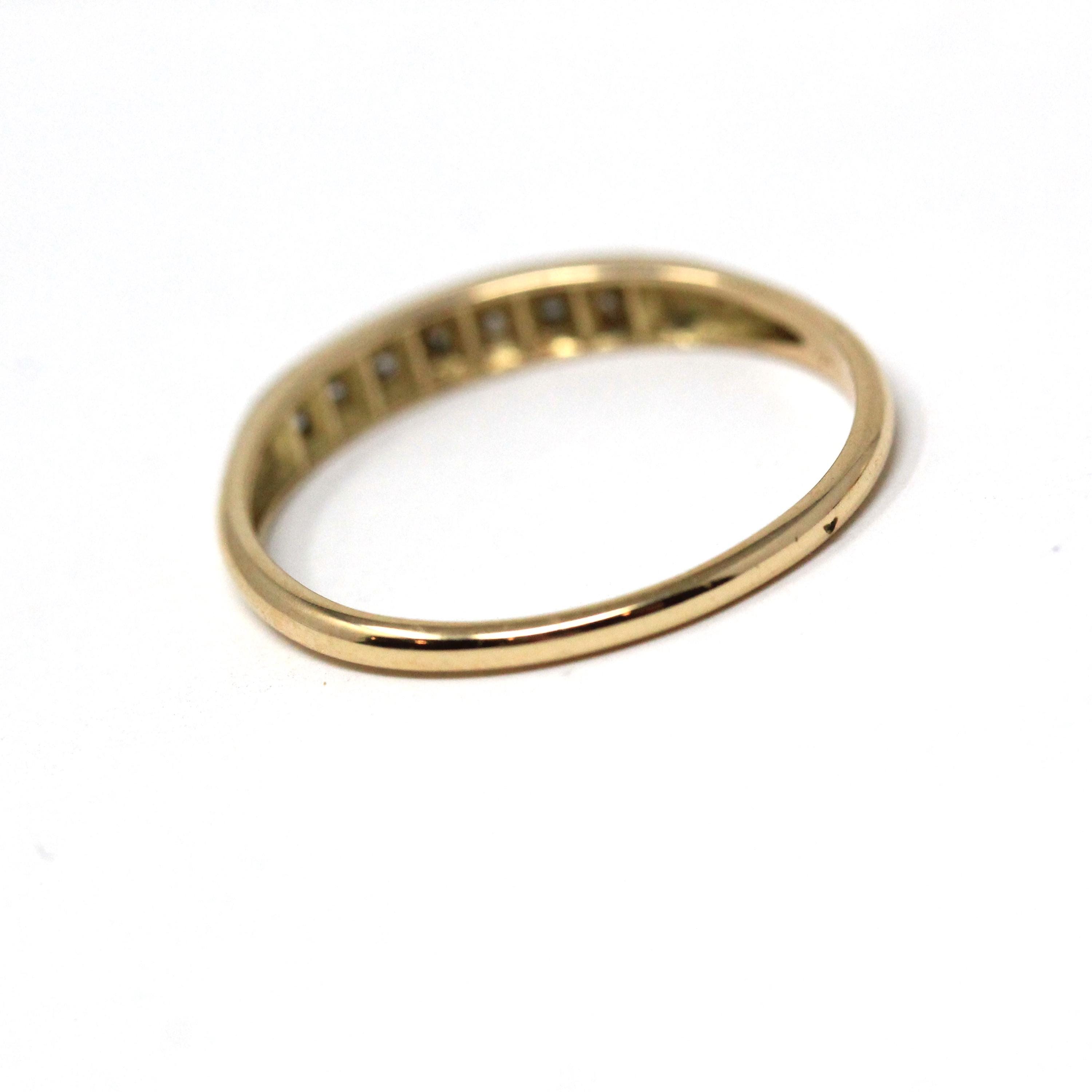 Mid Century Diamond Band - Vintage 14k Yellow Gold & Platinum Channel Set Gem Ring - Circa 1940s Era Size 6 1/2 Fine Wedding Bridal Jewelry