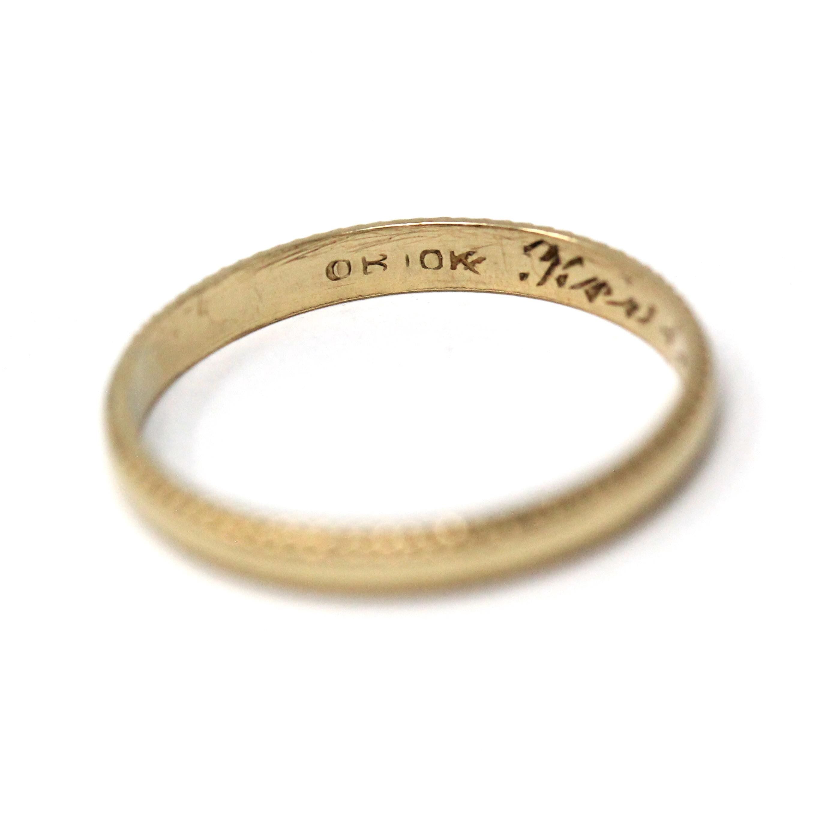 Antique Baby Band - Art Deco Era 10k Yellow Gold Milgrain Engraved Midi Pinky Ring - Circa 1930s Size 1 3/4 Infant Baby Fine OB Jewelry