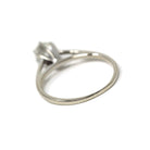 Diamond Solitaire Ring - Modern 14k White Gold Round Brilliant .37 CT Gem - Estate Size 4.75 Classic Dainty Cathedral Fine Bridal Jewelry