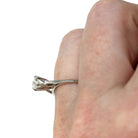 Diamond Solitaire Ring - Modern 14k White Gold Round Brilliant .37 CT Gem - Estate Size 4.75 Classic Dainty Cathedral Fine Bridal Jewelry