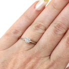Diamond Solitaire Ring - Modern 14k White Gold Round Brilliant .37 CT Gem - Estate Size 4.75 Classic Dainty Cathedral Fine Bridal Jewelry