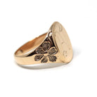 Ostby & Barton Signet Ring - Edwardian Era 10k Gold Oval Letter "N" Men's Unisex Flower Statement - Antique 1900s Size 8 1/4 Fine Jewelry