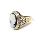 Art Deco Cameo Ring - Vintage 10k Yellow Gold Carved Genuine Sardonyx Woman's Profile - Circa 1930s Era Size 6 1/4 Statement Fine Jewelry