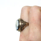 Art Deco Cameo Ring - Vintage 10k Yellow Gold Carved Genuine Sardonyx Woman's Profile - Circa 1930s Era Size 6 1/4 Statement Fine Jewelry